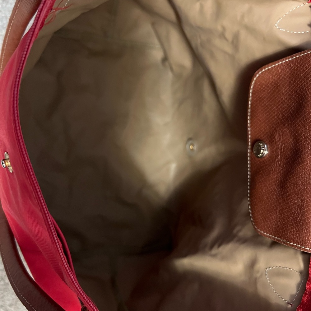 Longchamp Red Tote with Brown Handles - Picture 4 of 4